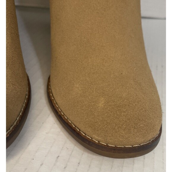 TOMS Ankle Boots Women's 7.5 Tan Suede Block Heel Wrap Lace Booties Casual Fall - Picture 4 of 13